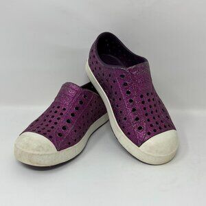 USED - Toddler Girl's Native Jefferson Bio-Bling Purple Glitter Shoes Size 10